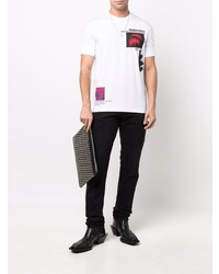 weißes bedrucktes T-Shirt mit einem Rundhalsausschnitt von DSQUARED2