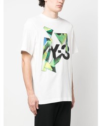 weißes bedrucktes T-Shirt mit einem Rundhalsausschnitt von Y-3