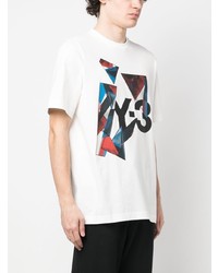 weißes bedrucktes T-Shirt mit einem Rundhalsausschnitt von Y-3