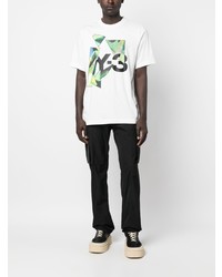 weißes bedrucktes T-Shirt mit einem Rundhalsausschnitt von Y-3