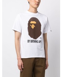 weißes bedrucktes T-Shirt mit einem Rundhalsausschnitt von BAPE BLACK *A BATHING APE®