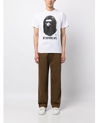 weißes bedrucktes T-Shirt mit einem Rundhalsausschnitt von BAPE BLACK *A BATHING APE®