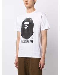 weißes bedrucktes T-Shirt mit einem Rundhalsausschnitt von BAPE BLACK *A BATHING APE®