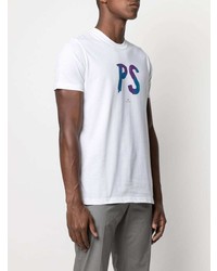 weißes bedrucktes T-Shirt mit einem Rundhalsausschnitt von PS Paul Smith