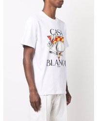 weißes bedrucktes T-Shirt mit einem Rundhalsausschnitt von Casablanca