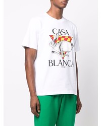 weißes bedrucktes T-Shirt mit einem Rundhalsausschnitt von Casablanca