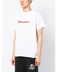 weißes bedrucktes T-Shirt mit einem Rundhalsausschnitt von Fiorucci