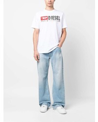 weißes bedrucktes T-Shirt mit einem Rundhalsausschnitt von Diesel