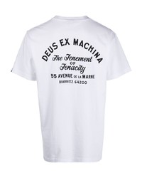 weißes bedrucktes T-Shirt mit einem Rundhalsausschnitt von Deus Ex Machina