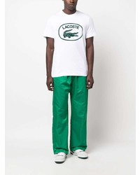 weißes bedrucktes T-Shirt mit einem Rundhalsausschnitt von Lacoste