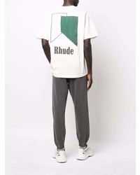 weißes bedrucktes T-Shirt mit einem Rundhalsausschnitt von Rhude