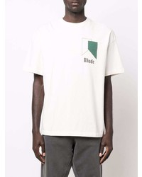 weißes bedrucktes T-Shirt mit einem Rundhalsausschnitt von Rhude