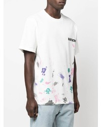 weißes bedrucktes T-Shirt mit einem Rundhalsausschnitt von BARROW
