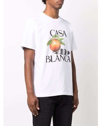 weißes bedrucktes T-Shirt mit einem Rundhalsausschnitt von Casablanca