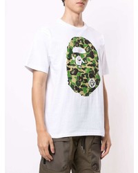 weißes bedrucktes T-Shirt mit einem Rundhalsausschnitt von A Bathing Ape