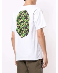 weißes bedrucktes T-Shirt mit einem Rundhalsausschnitt von A Bathing Ape