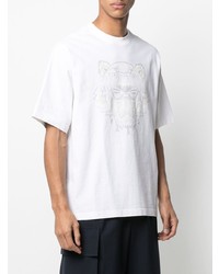 weißes bedrucktes T-Shirt mit einem Rundhalsausschnitt von Kenzo