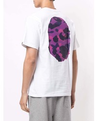 weißes bedrucktes T-Shirt mit einem Rundhalsausschnitt von A Bathing Ape