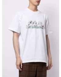 weißes bedrucktes T-Shirt mit einem Rundhalsausschnitt von Casablanca