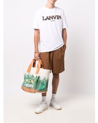 weißes bedrucktes T-Shirt mit einem Rundhalsausschnitt von Lanvin