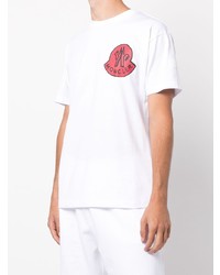 weißes bedrucktes T-Shirt mit einem Rundhalsausschnitt von Moncler