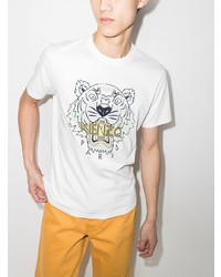 weißes bedrucktes T-Shirt mit einem Rundhalsausschnitt von Kenzo