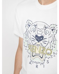 weißes bedrucktes T-Shirt mit einem Rundhalsausschnitt von Kenzo