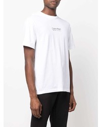 weißes bedrucktes T-Shirt mit einem Rundhalsausschnitt von Calvin Klein