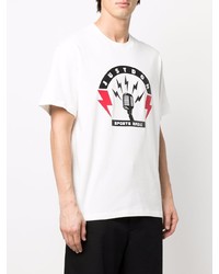 weißes bedrucktes T-Shirt mit einem Rundhalsausschnitt von Just Don