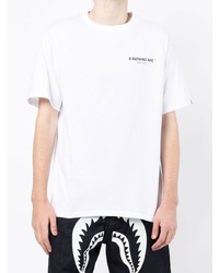 weißes bedrucktes T-Shirt mit einem Rundhalsausschnitt von A Bathing Ape