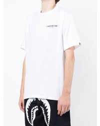 weißes bedrucktes T-Shirt mit einem Rundhalsausschnitt von A Bathing Ape