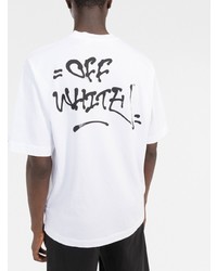 weißes bedrucktes T-Shirt mit einem Rundhalsausschnitt von Off-White