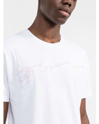 weißes bedrucktes T-Shirt mit einem Rundhalsausschnitt von Stone Island