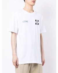 weißes bedrucktes T-Shirt mit einem Rundhalsausschnitt von Off-White