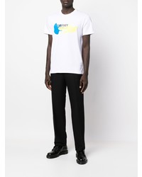 weißes bedrucktes T-Shirt mit einem Rundhalsausschnitt von Yves Salomon Army