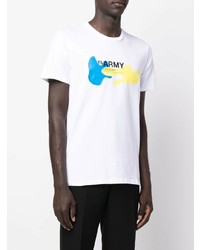 weißes bedrucktes T-Shirt mit einem Rundhalsausschnitt von Yves Salomon Army