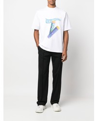 weißes bedrucktes T-Shirt mit einem Rundhalsausschnitt von Jacquemus