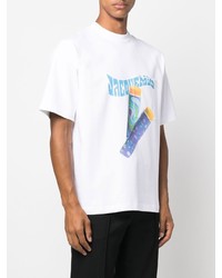 weißes bedrucktes T-Shirt mit einem Rundhalsausschnitt von Jacquemus