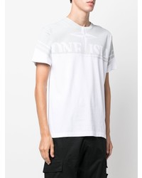 weißes bedrucktes T-Shirt mit einem Rundhalsausschnitt von Stone Island