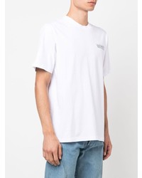 weißes bedrucktes T-Shirt mit einem Rundhalsausschnitt von Wood Wood