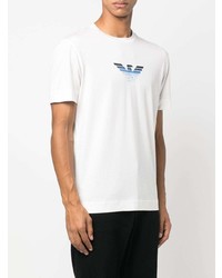 weißes bedrucktes T-Shirt mit einem Rundhalsausschnitt von Emporio Armani