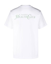 weißes bedrucktes T-Shirt mit einem Rundhalsausschnitt von Sporty & Rich