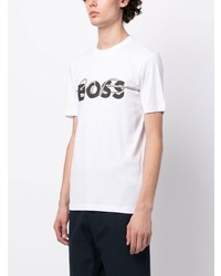 weißes bedrucktes T-Shirt mit einem Rundhalsausschnitt von BOSS