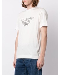 weißes bedrucktes T-Shirt mit einem Rundhalsausschnitt von Emporio Armani