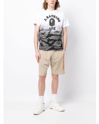 weißes bedrucktes T-Shirt mit einem Rundhalsausschnitt von A Bathing Ape