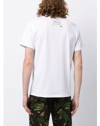 weißes bedrucktes T-Shirt mit einem Rundhalsausschnitt von A Bathing Ape