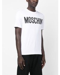 weißes bedrucktes T-Shirt mit einem Rundhalsausschnitt von Moschino