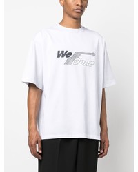 weißes bedrucktes T-Shirt mit einem Rundhalsausschnitt von We11done