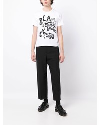 weißes bedrucktes T-Shirt mit einem Rundhalsausschnitt von Black Comme Des Garçons