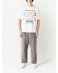 weißes bedrucktes T-Shirt mit einem Rundhalsausschnitt von Rhude